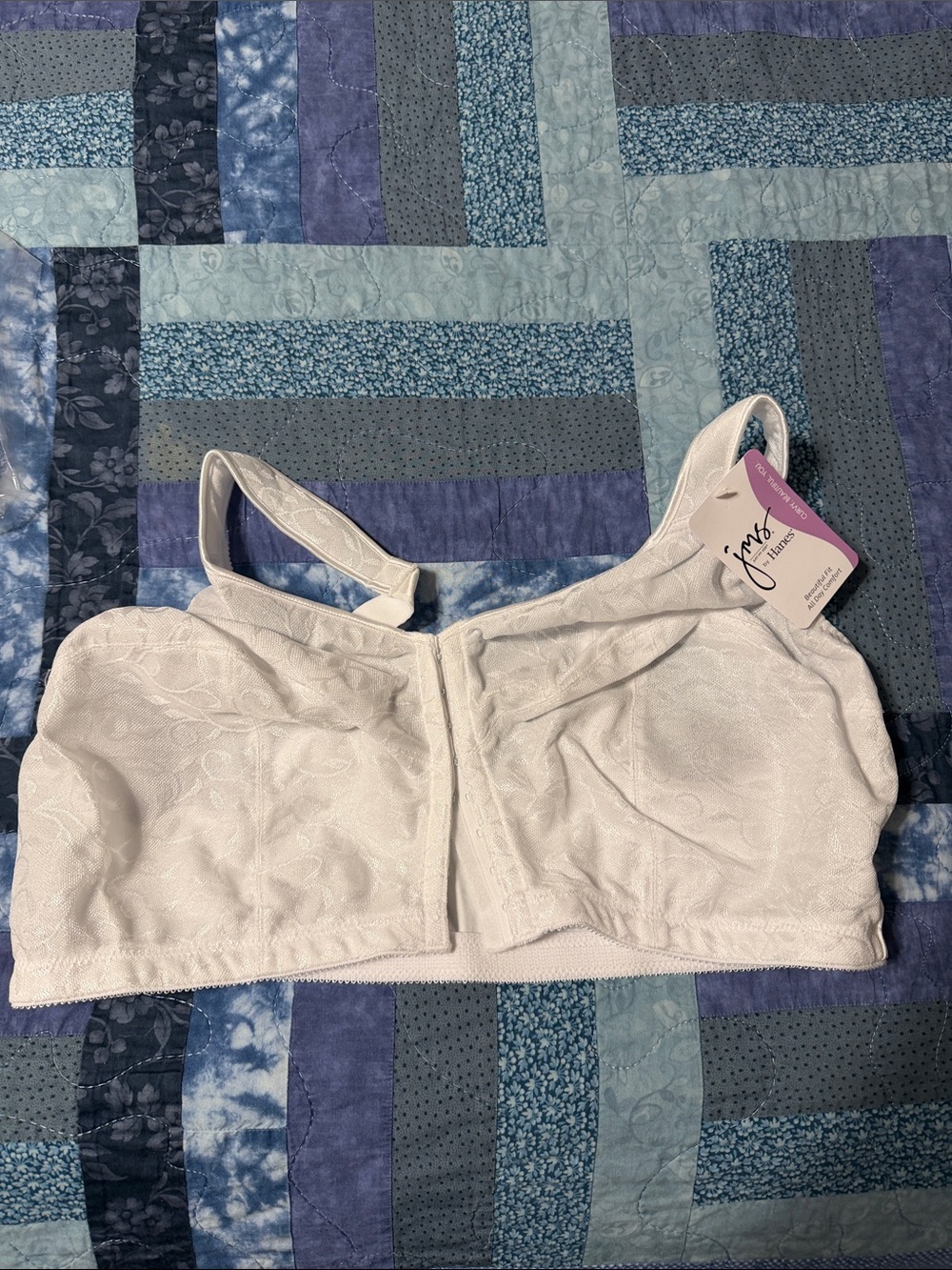 Just My Size White Full Coverage Jacquard Comfort Bra